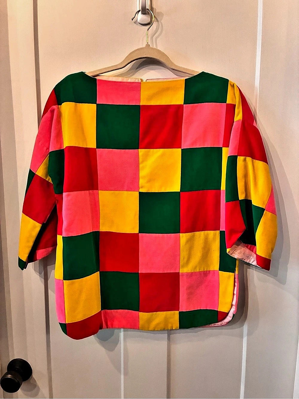 Vintage Talbots Color Block Blouse in Pink & Green